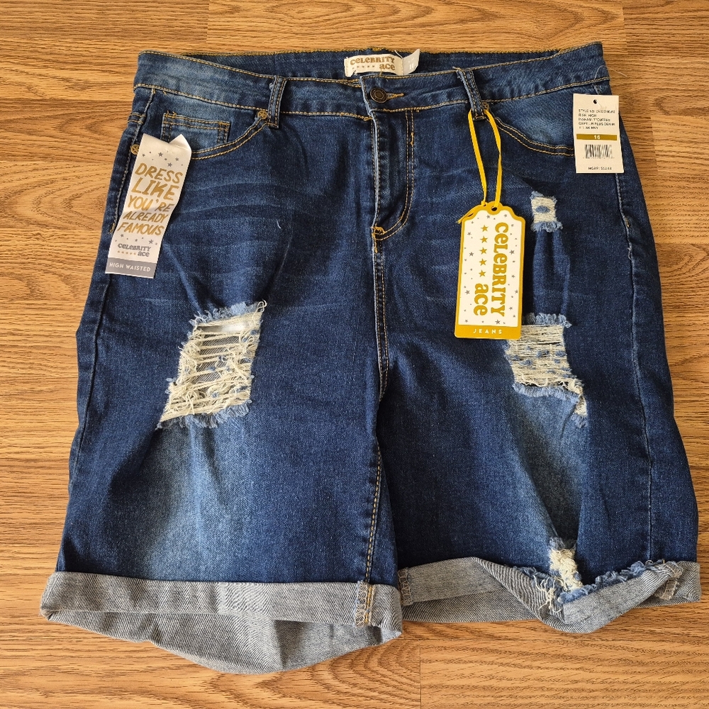 Celebrity Ace Women's Distressed Denim Shorts